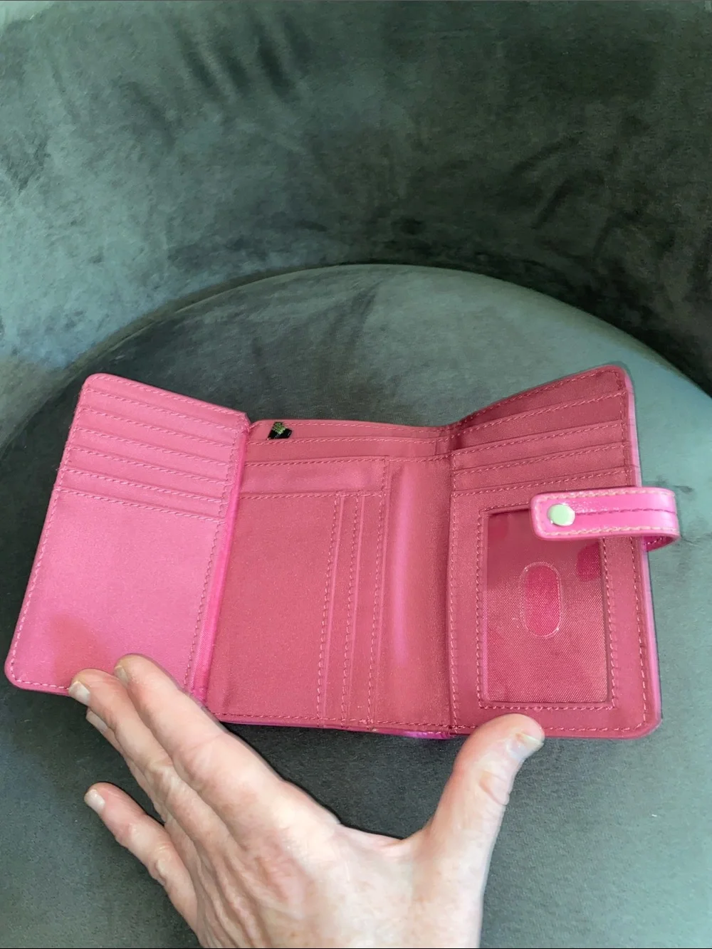 Vintage Relic by Fossil Pink Leather Butterfly Appliqué Bifold Wallet Y2K